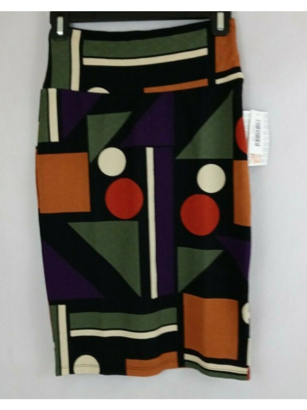 NWT LuLaRoe Cassie Pencil Skirt Black With Multi-Colored Shapes Design Size XS